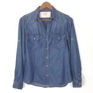 Bella Dahl Chambray Button Down Shirt Blue S